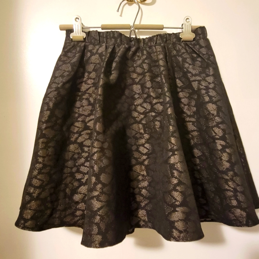Aritzia Flared Gold Viscose Leopard Print Miniskirt